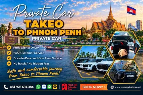 Takeo to Phnom Penh Private Car Transfer